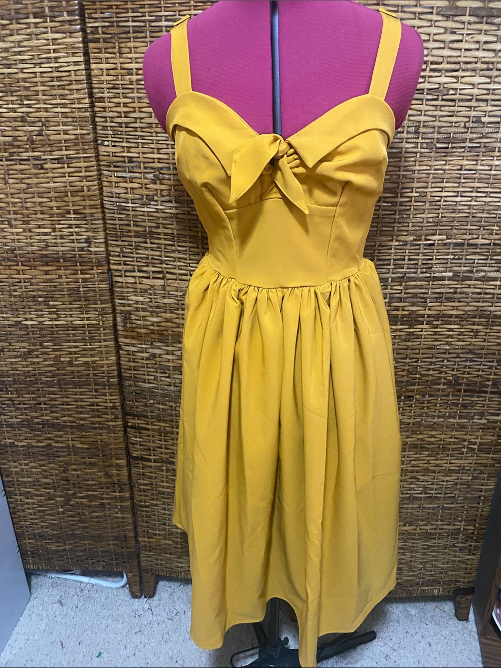 NWT Pinup Couture Dark Yellow 50’s style Sundress S